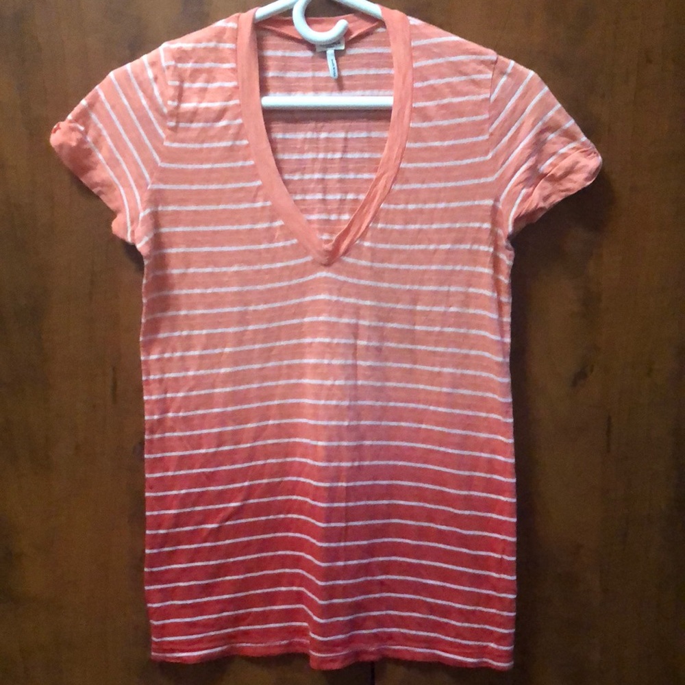 Splendid, Orange/white stripe ombré t-shirt,size S